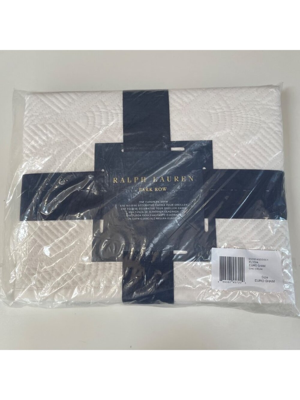 Ralph Lauren Park Row Elysia Euro Sham Chic Cream MSRP $300 Neutral Preppy